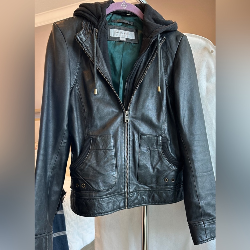 077.  Andrew Marc Leather Jacket